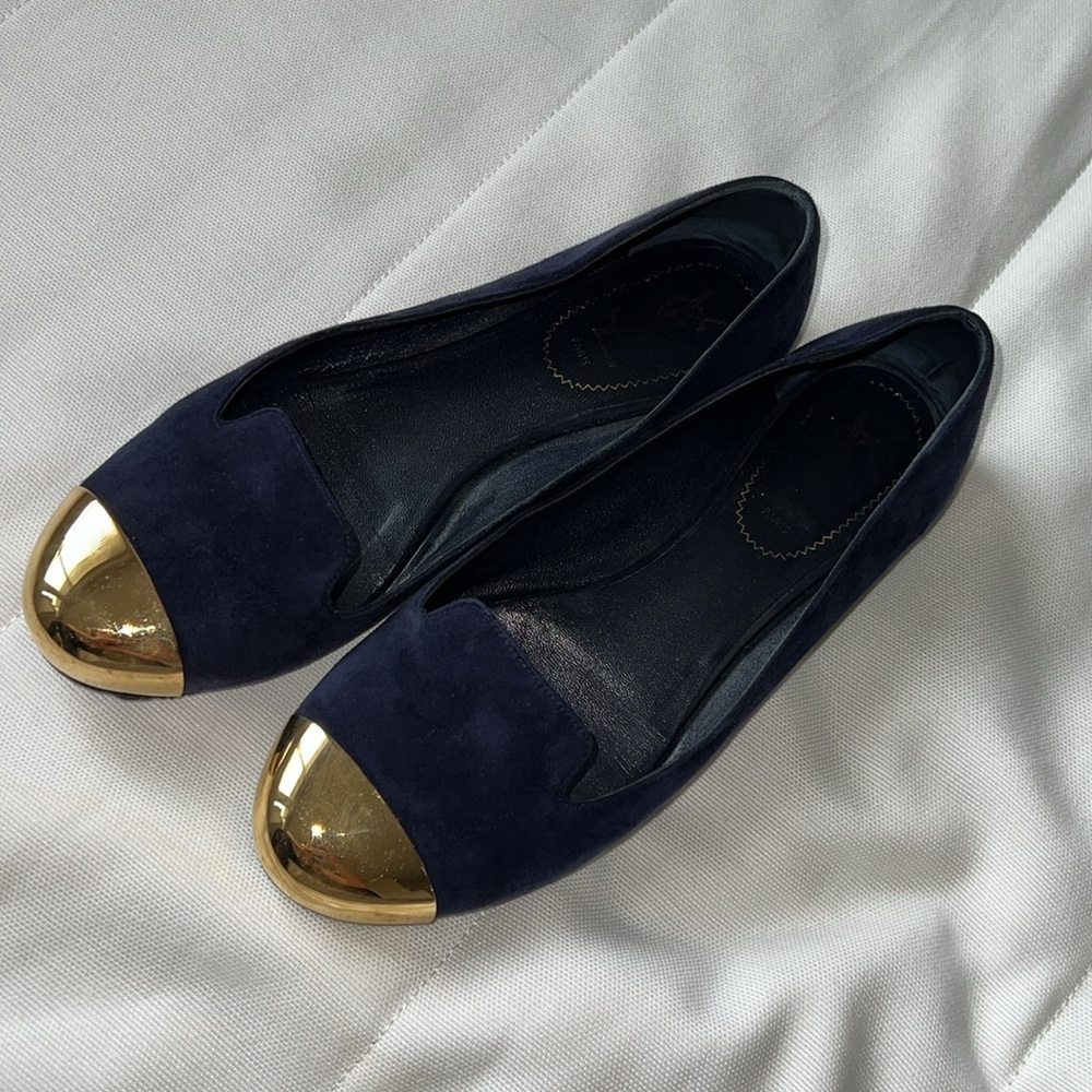 Saint Laurent vintage ballerinas flats size 38 navy authentic